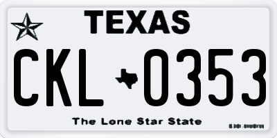 TX license plate CKL0353