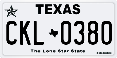 TX license plate CKL0380