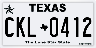 TX license plate CKL0412