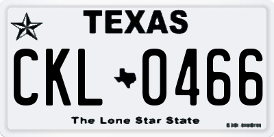 TX license plate CKL0466