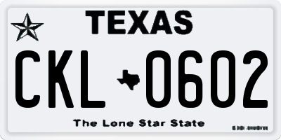 TX license plate CKL0602