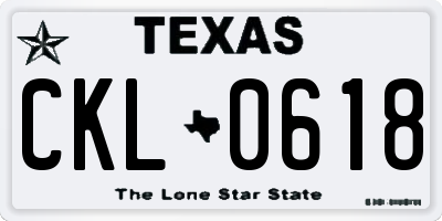 TX license plate CKL0618