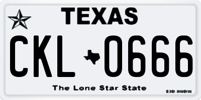 TX license plate CKL0666