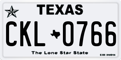 TX license plate CKL0766