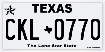 TX license plate CKL0770