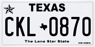 TX license plate CKL0870