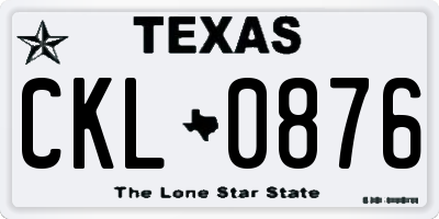 TX license plate CKL0876