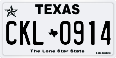 TX license plate CKL0914