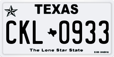 TX license plate CKL0933