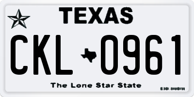 TX license plate CKL0961