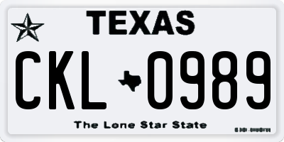 TX license plate CKL0989