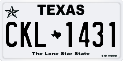 TX license plate CKL1431