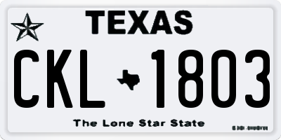 TX license plate CKL1803