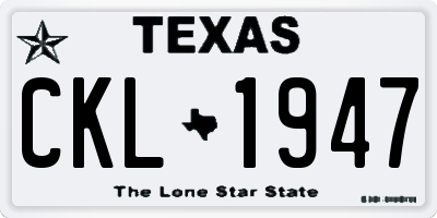 TX license plate CKL1947