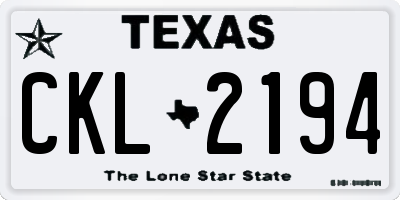 TX license plate CKL2194