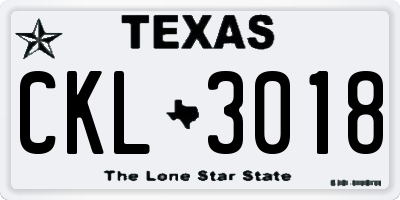 TX license plate CKL3018