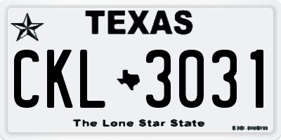 TX license plate CKL3031