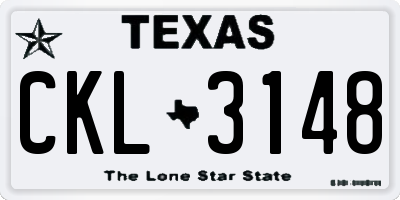 TX license plate CKL3148