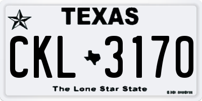 TX license plate CKL3170
