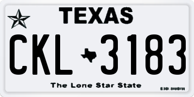 TX license plate CKL3183