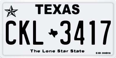 TX license plate CKL3417