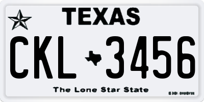 TX license plate CKL3456