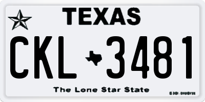 TX license plate CKL3481