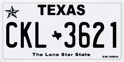 TX license plate CKL3621