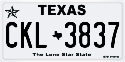 TX license plate CKL3837