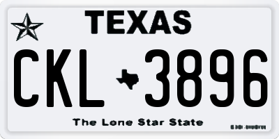TX license plate CKL3896