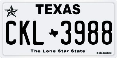 TX license plate CKL3988