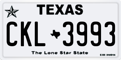 TX license plate CKL3993