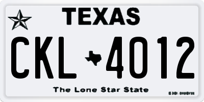TX license plate CKL4012