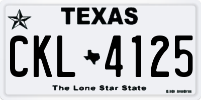 TX license plate CKL4125