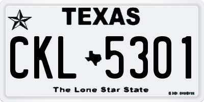 TX license plate CKL5301