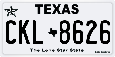 TX license plate CKL8626