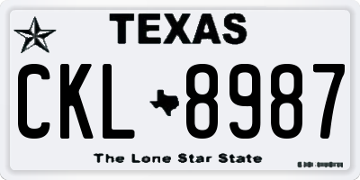 TX license plate CKL8987