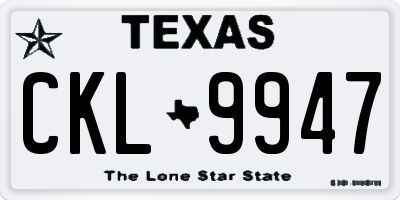 TX license plate CKL9947