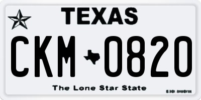 TX license plate CKM0820