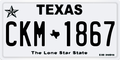 TX license plate CKM1867