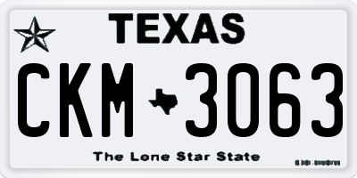 TX license plate CKM3063