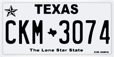 TX license plate CKM3074