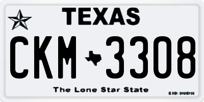 TX license plate CKM3308
