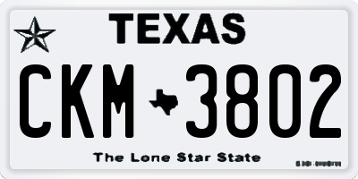TX license plate CKM3802