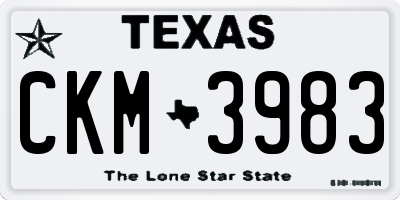 TX license plate CKM3983