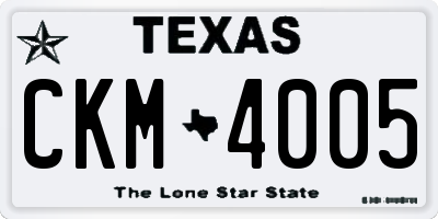TX license plate CKM4005