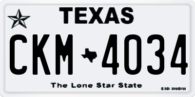 TX license plate CKM4034