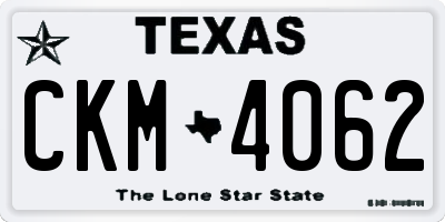 TX license plate CKM4062