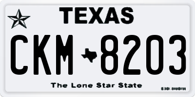 TX license plate CKM8203
