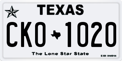 TX license plate CKO1020